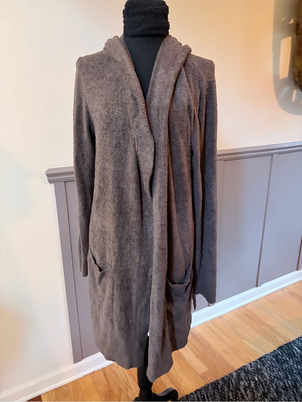 Cozy Hooded Open-Front Women’s Barefoot Dreams Sweater Cardigan - Brown